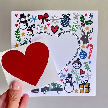 Colourful Diy Christmas Scratch Card Write Your Own Message Under The Heart, 3 of 5