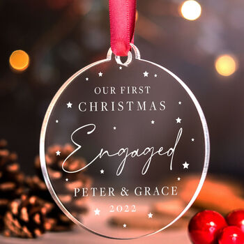 Our First Christmas Engaged Bauble Gift For Couples, 7 of 7