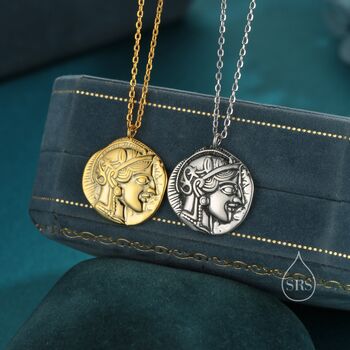 Sterling Silver Greek Coin Pendant Necklace, 2 of 12