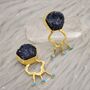 Black Agate, Turquoise Gold Earrings, thumbnail 6 of 7