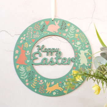 Happy Easter Wreath, Teal, 2 of 2