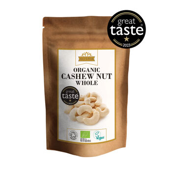 Ausha Organic Whole Cashew Nuts 500g Great Taste Award UK Certified Organic By Soil Association, 2 of 12