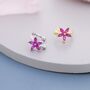 Sterling Silver Ruby Pink Cz Flower Ear Cuff, thumbnail 6 of 12