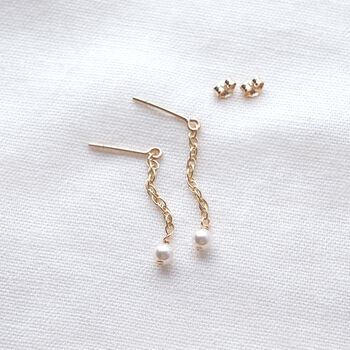 Vegan Pearl Rope Chain Earrings, 2 of 5