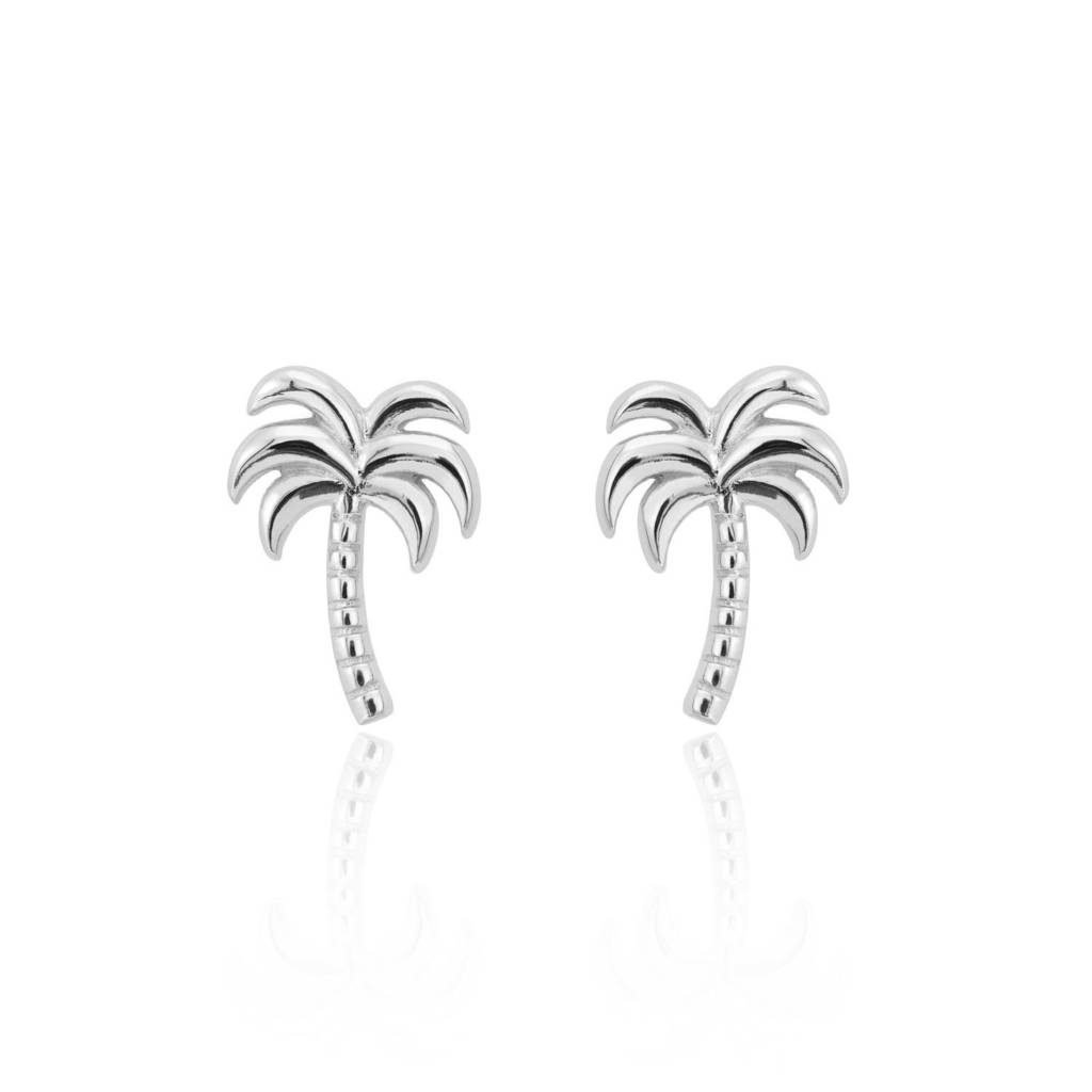 Sterling Silver Palm Tree Stud Earrings By Scream Pretty