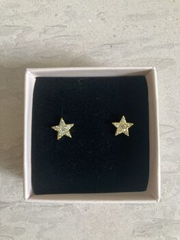Tiny Dainty Cz Gold Star Stud Earrings, 4 of 5