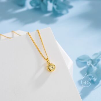Sterling Silver Citrine Yellow Cz Bubble Pendant Necklace, 3 of 12