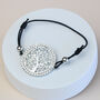 Black Bracelet With Sparkly Silver Tree Charm, thumbnail 1 of 2