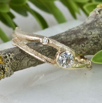 Moissanite And Gold Twig Engagement Ring, 3 of 12