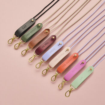 Personalised Leather And Cord Lanyard Debossed, 3 of 4