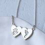 Personalised Handprint Double Heart Necklace, thumbnail 2 of 6