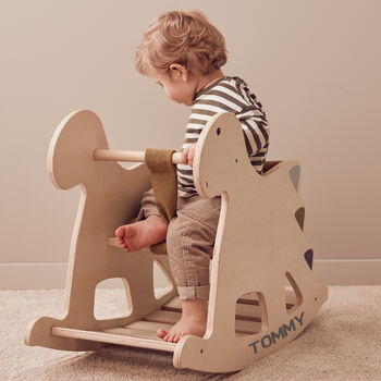 Personalised Rocking Wooden Dino Toy, 9 of 10