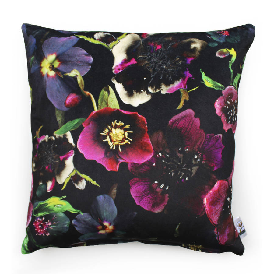 midnight floral botanical cushion by terrarium designs ...
