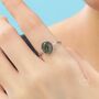 Sterling Silver Large Oval Cabochon Moss Agate Classic Single Stone Engagement Ring, thumbnail 2 of 12