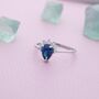 Pear Cut Sapphire Blue Cz Crown Ring In Sterling Silver, thumbnail 7 of 12