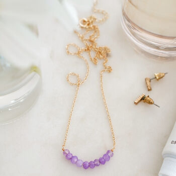 Gold Tone Purple Chalcedony Pendant Necklace, 2 of 5