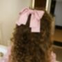 Rose Bow Barrette // Ages Three Upwards With A Pink Satin Drawstring Bag, thumbnail 1 of 4