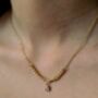 Dainty 18 K Gold Vermeil Necklace Triple Beaded Chain With Teardrop Cz, Tarnish Free Waterproof Necklace, Wedding Jewellery, thumbnail 2 of 8