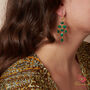Emerald Chandelier Statement Earrings 18 K Gold And Silver, thumbnail 2 of 5