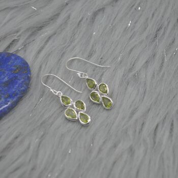 Peridot Sterling Silver Drop Earrings August Birthstone, 4 of 9