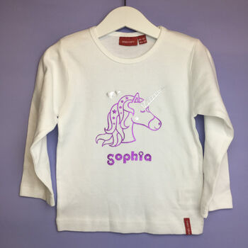 Personalised Metallic Unicorn Child's T Shirt/Babygrow, 2 of 10