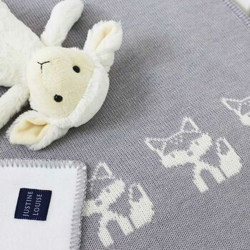 Personalised Knitted Fox Baby Blanket, 2 of 7