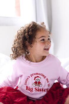 Santa's Promoting Me To Big Sister/Big Brother Embroidered Bear Sweatshirt Jumper, 3 of 6
