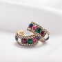 Multi Colour Crystal Encrusted Huggie Hoop Earrings, thumbnail 1 of 4