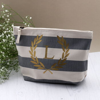 Personalised Initial Laurel Wreath Wash Bag, 2 of 4