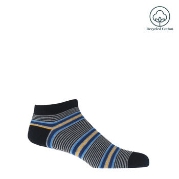 Multistripe Black And Polka Orange Men's Trainer Socks, 4 of 8