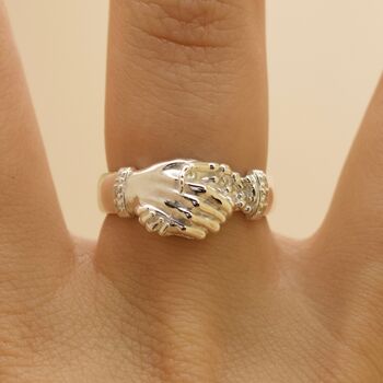 Skeleton Hand Shake Ring With Diamond Cuffs, 3 of 6
