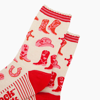 Women's Bamboo Socks Cream, Western Cowgirl, 3 of 4