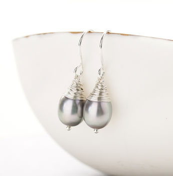 Grey Baroque Pearl Earrings, 2 of 9