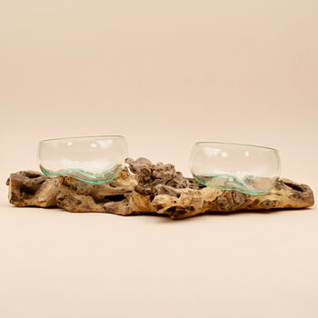 Molten Glass Bowls On Wood Decorative Tableware, 3 of 9
