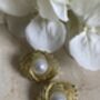 Gold Sunburst Pearl Stud Earrings, thumbnail 2 of 6