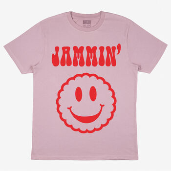 Jammin’ Men’s Slogan T Shirt With Happy Face Biscuit, 3 of 3