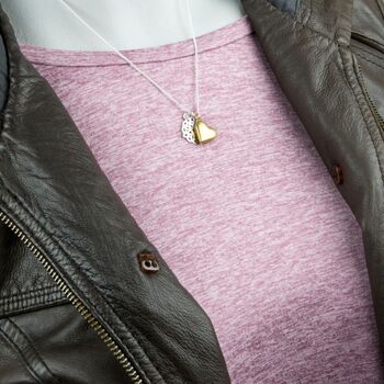 Gilded Love Gold Heart And Sterling Silver Necklace, 2 of 3