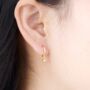 Gold Hoop Earrings With Diamond Shaped Charm, thumbnail 2 of 7
