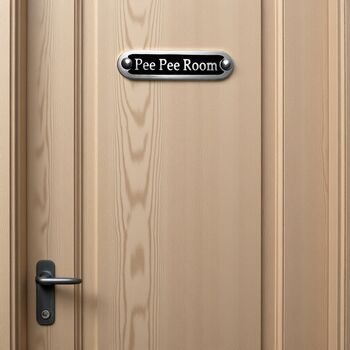 Pee Pee Room Metal Door Sign Modern, 2 of 6