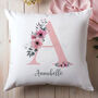 Personalised Pink Flower Initial Cushion, thumbnail 3 of 3