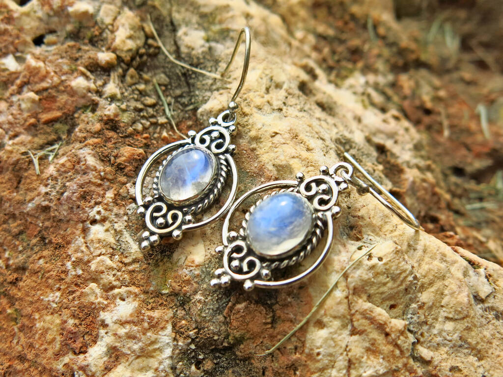 Rainbow Moonstone Gypsy Earrings By EarthRockStone