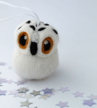 Felted Owl Christmas Decoration Snowy Owl Or Barn Owl, 4 of 10