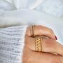 18k Gold Plated Tarnishfree Gem And Twisted Rope Double Band Ring, thumbnail 2 of 5