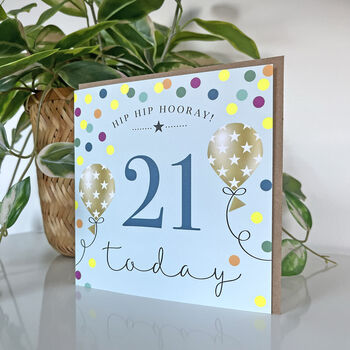 Balloon Brights 21st Birthday Card Blue, 2 of 2