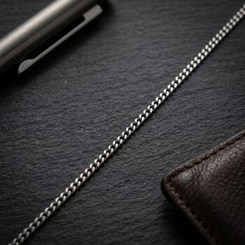 Cuban Link Vertical Bar Silver Chain, 3 of 9