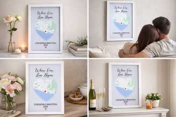 Where Our Love Began Couple Map Location A4 Frame, 4 of 4