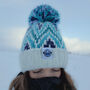 Andrea Hall Alpine Midnight Zig Zag Super Bobble Hat, thumbnail 3 of 8