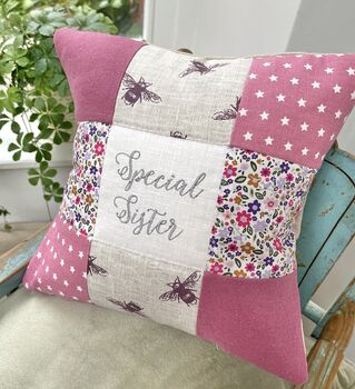 Special Friend Cushion Purple Bees And Flowers, 4 of 11