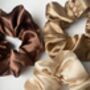 Lina Soft Scrunchie Set Of Three Golden Browns Cream, thumbnail 3 of 4