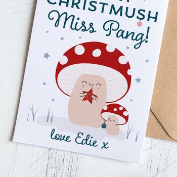 Teacher Christmas Card With Cute Toadstools, 2 of 3